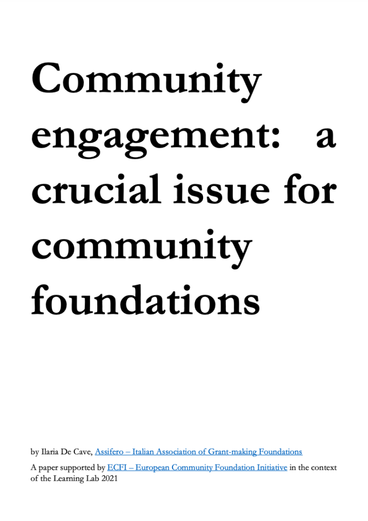 Community engagement: a crucial issue for community foundations